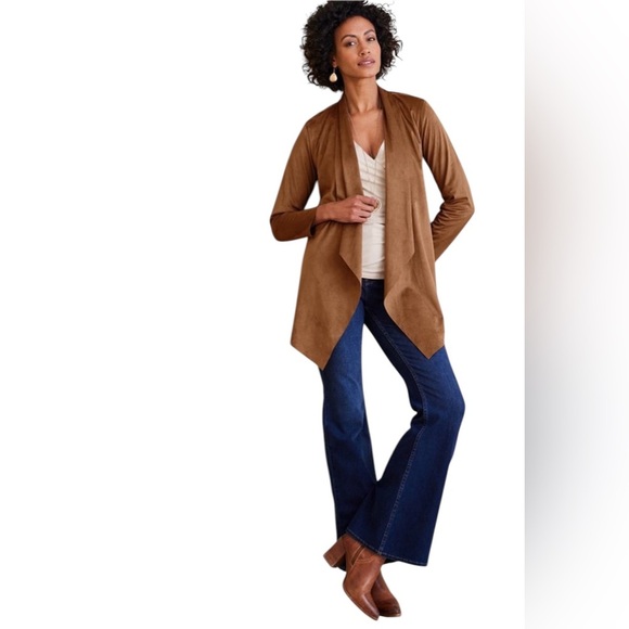 Soft Surroundings Jackets & Blazers - Soft Surroundings Shape Drape Faux Suede Jacket Saddle Size M NWT